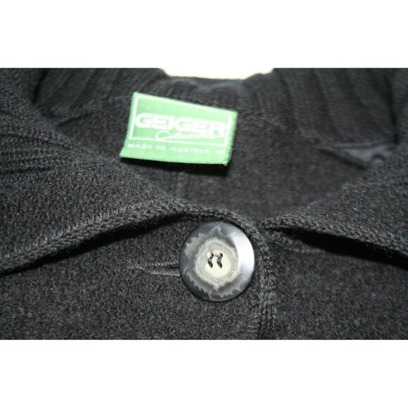 Geiger Austria Wool Button Cardigan Sweater Jacket Black Womens 10 Mountain Chic - Picture 5 of 9